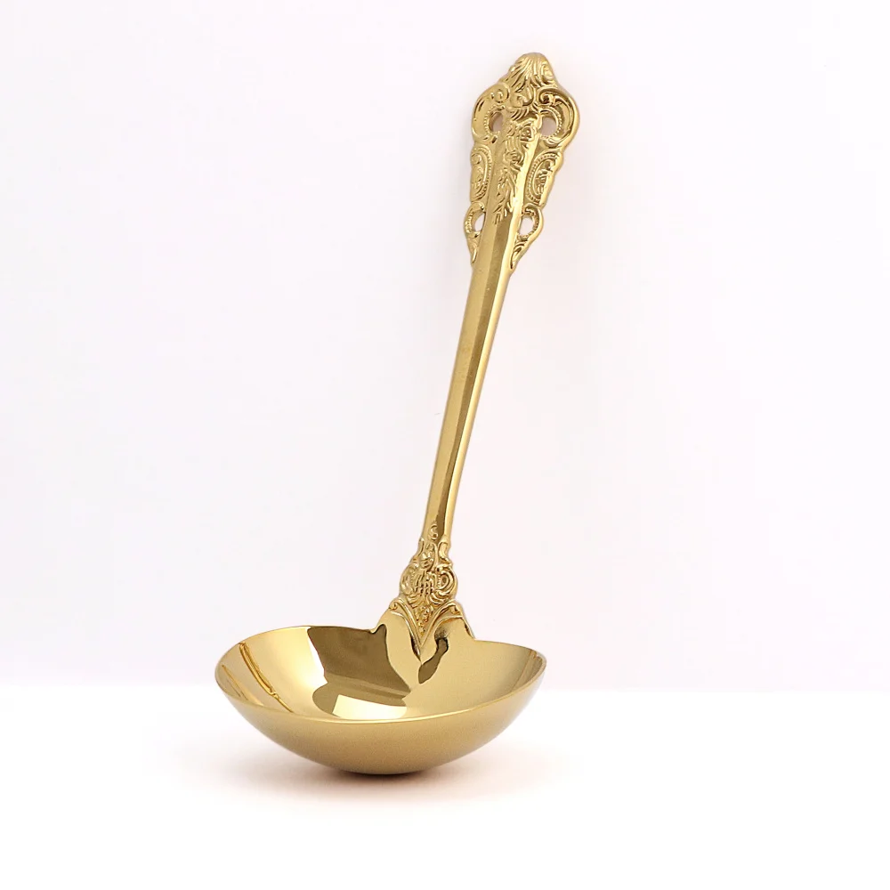 

1 Piece 304 Stainless Steel Soup Ladle Cooking Tool Kitchen Accessories Gold Scoop Tablewares Gold Plated Soup Serving Spoon