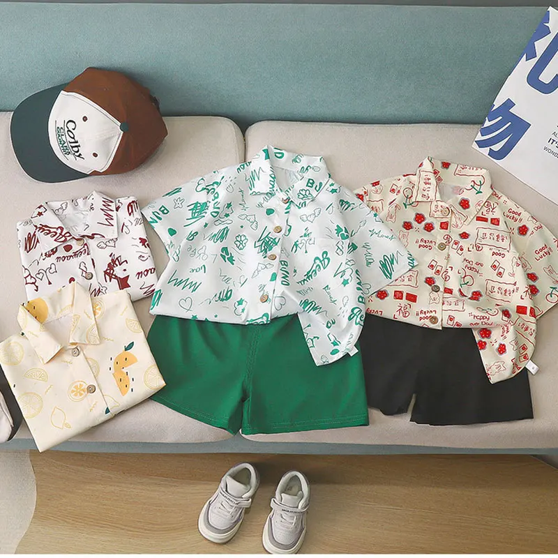 

Children Clothing Sets Summer Shirts+shorts 2pcs/set Clothes for Kids Boys Casual Sets Vacation Beach Baby Suits 1-10years