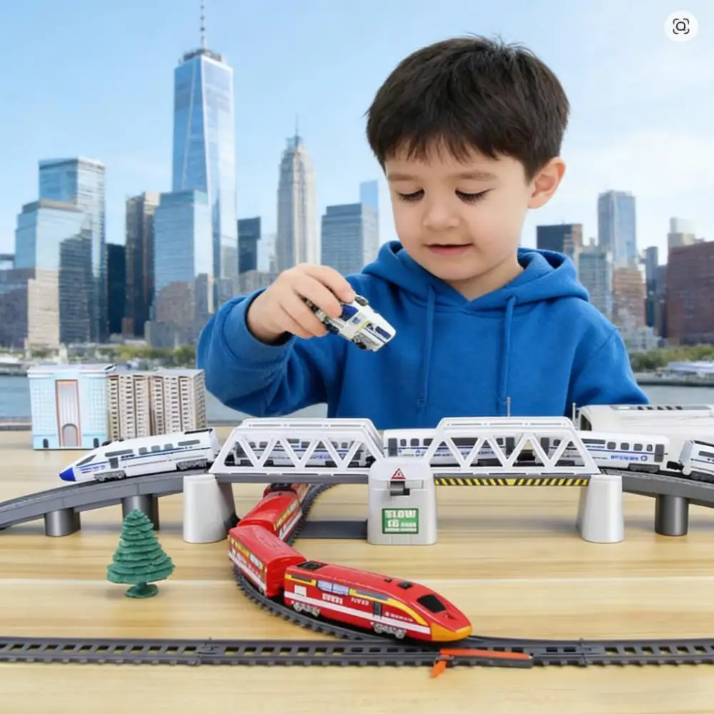 電動高速鉄道模型 鉄道線路セット 組み立て式鉄道車両おもちゃ 教育用子供向けギフト クリスマス用