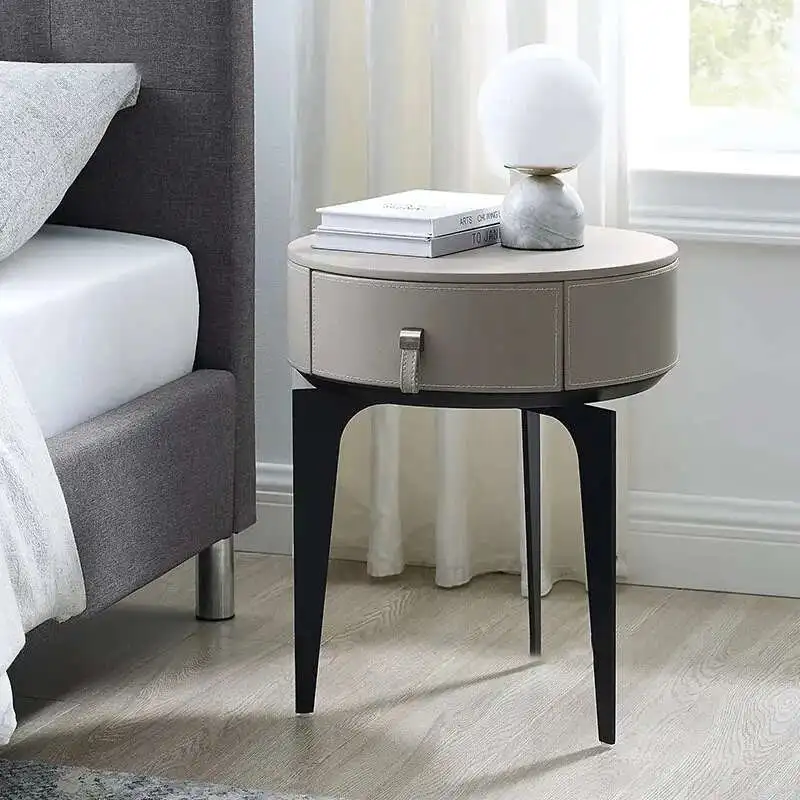 

Nordic Creative Round Nightstand Minimalist Modern Bedside Table Light Luxury Nightstand Bedroom Furniture Storage cabinets Z