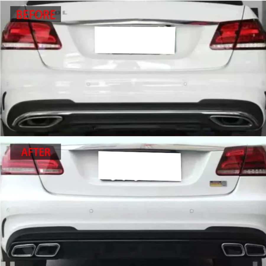 For Mercedes Benz E Class W212 E300 2013-2015 Bright Black Back lip Car Rear Bumper glossy black Diffuser Rear Splitters Spoiler view 3