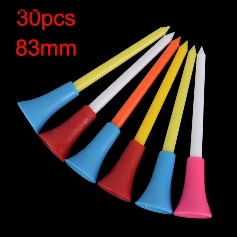 【QTG329】30PC Multi Color Plastic Golf Tees 83mm Durable Rubber Cushion Top Golf Tee  [T]【WQ】