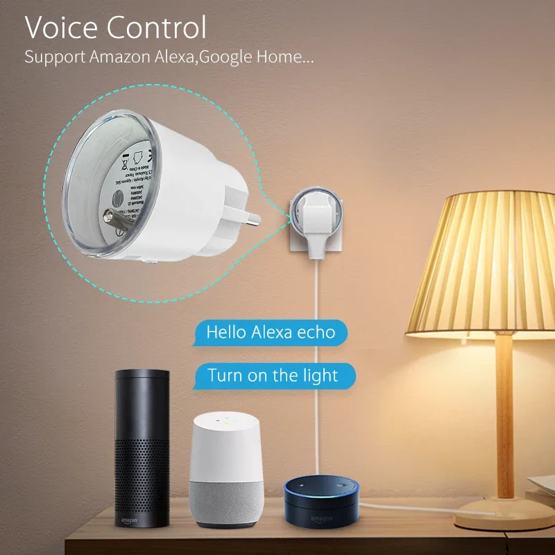 Tuya Wifi Smart FR Plug EU 16A مع وظيفة مراقبة الطاقة، تطبيق لاسلكي، مقبس التحكم عن بعد الصوتي، يعمل مع Alexa Google Home