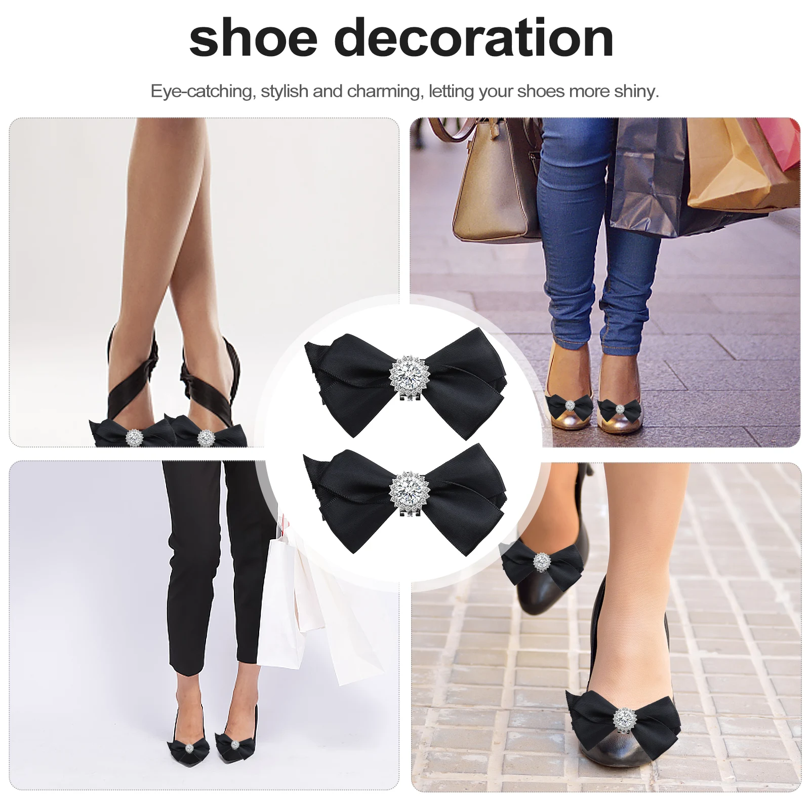 

1 Pair Wedding Buckles Bride Buttons Rhinestone Decorative Bowknot Shiny Detachable Adornments For Wedding Party Shoes Ornaments