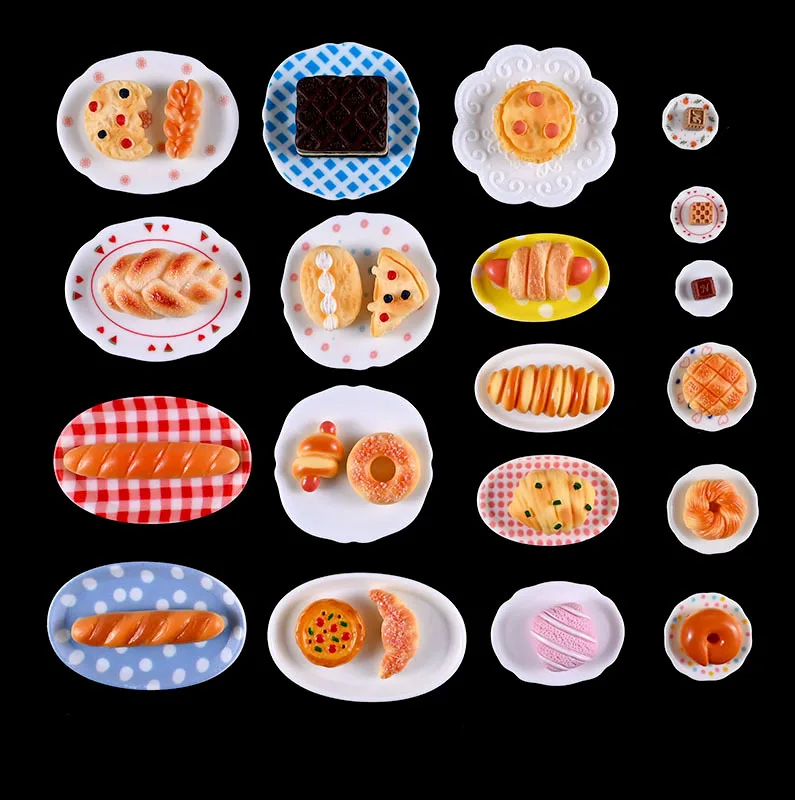 10 Pcs Cute Cartoon Miniature Plate Resin Accessories Dollhouse Handmade DIY Decorations - Image 3