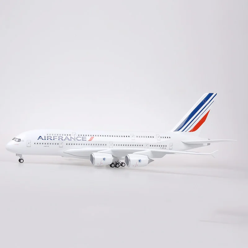 1/160 50.5CM Airplane Air France Airline 380 A380 Model W Light and Wheel Diecast Resin Plane for Collection or Gift (Size : wit