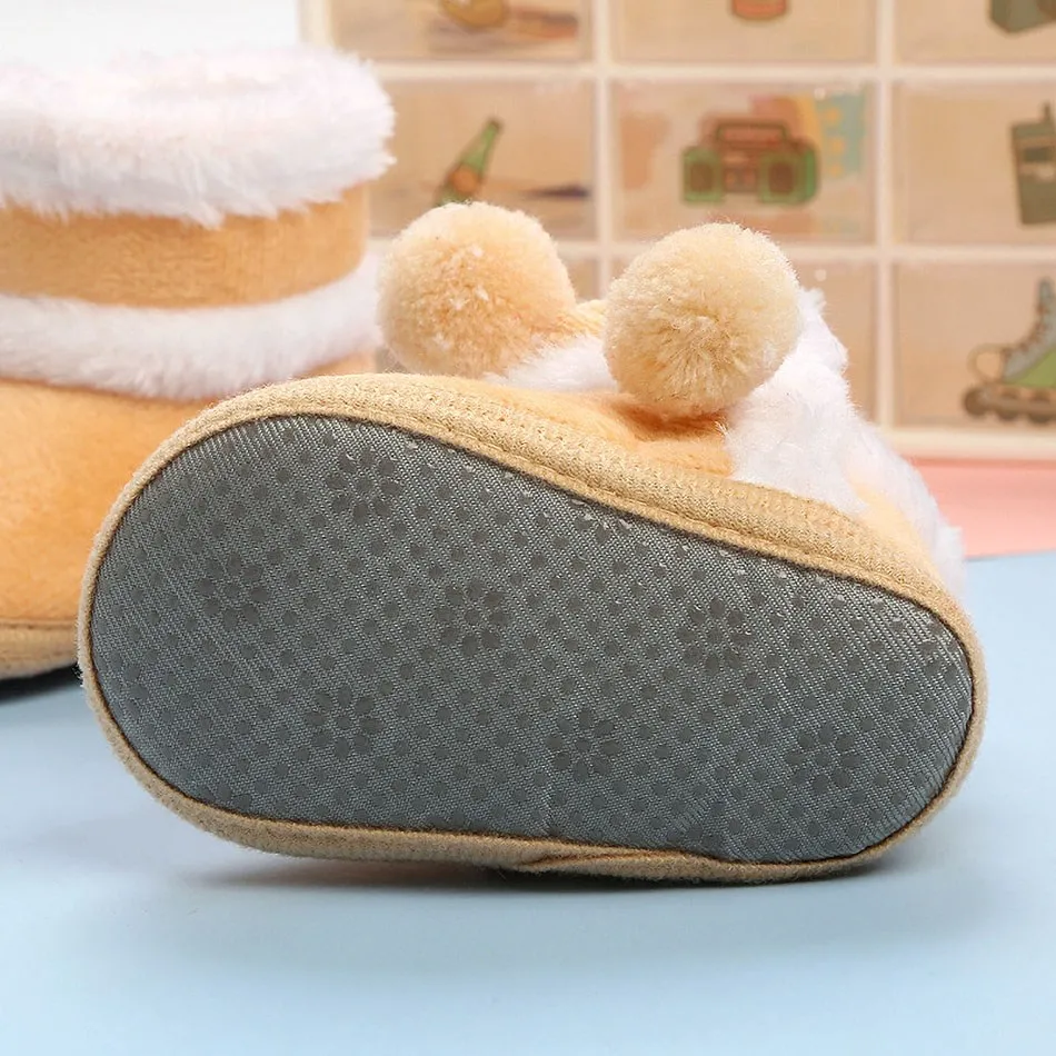 Baby Warm Cozy Anti-Slip Christmas Boots Toddler Soft Sole Winter Fleece Crib Shoes Boys Girls First Walkers Infant Slipper