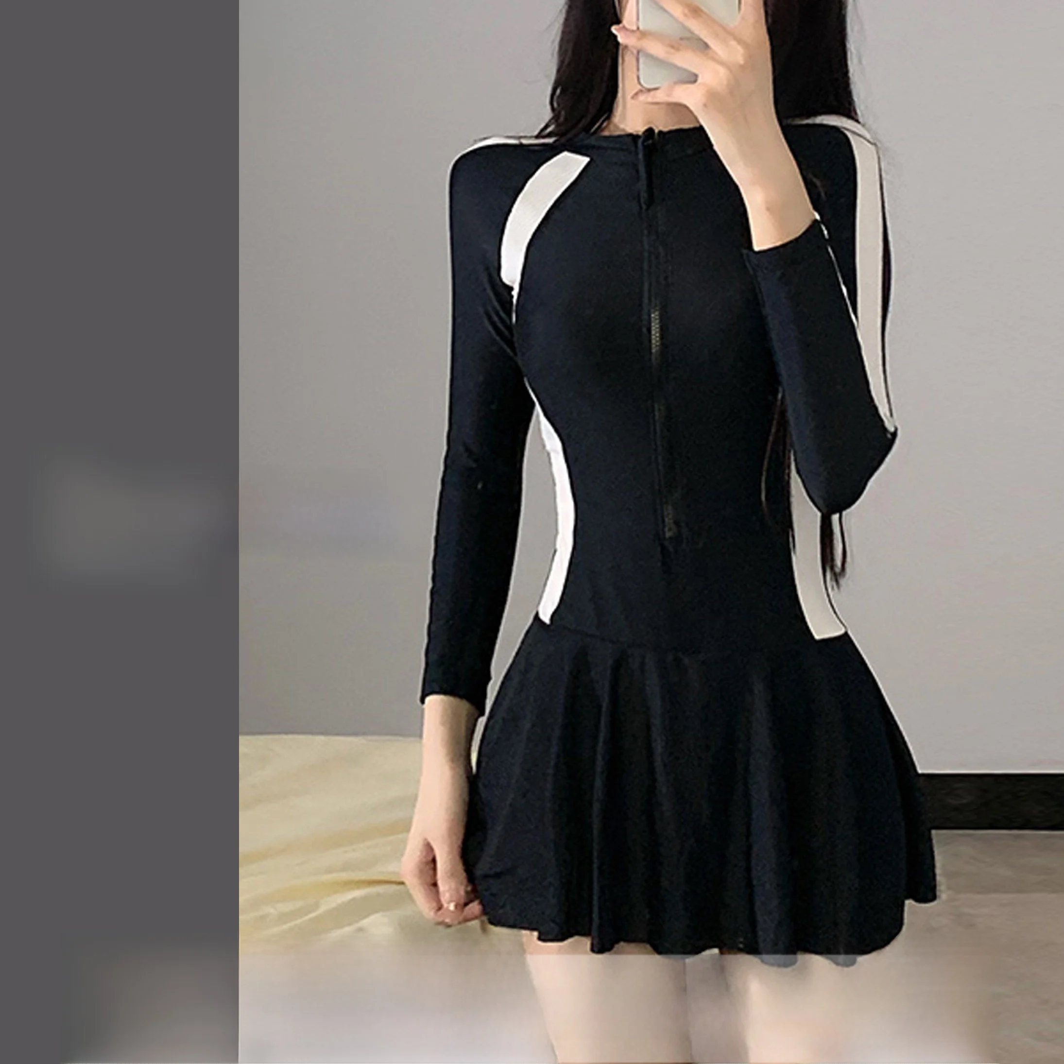 Women's Conservative Sle Long Sve  Swimsuit Surfing Suit Sun Protection Swimwear Summer 2024 New Arrival