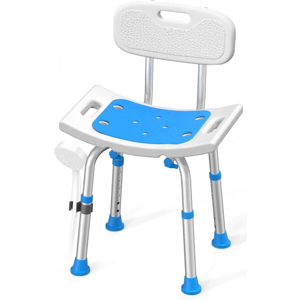 

Heavy-Duty Shower Chair for Indoor Use with Detachable Backrest, 400 lbs Capacity Bath Seat for Seniors