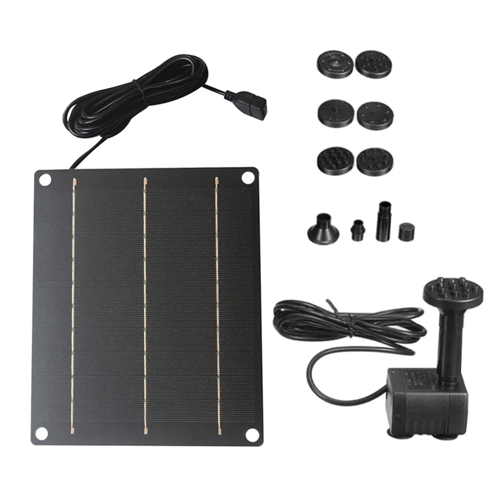 6W DIY Solar Powered Water Fountain with 6 Nozzles Solar Panel Powered Water Fountain for Bird Bath Pool Pond Garden Aquarium