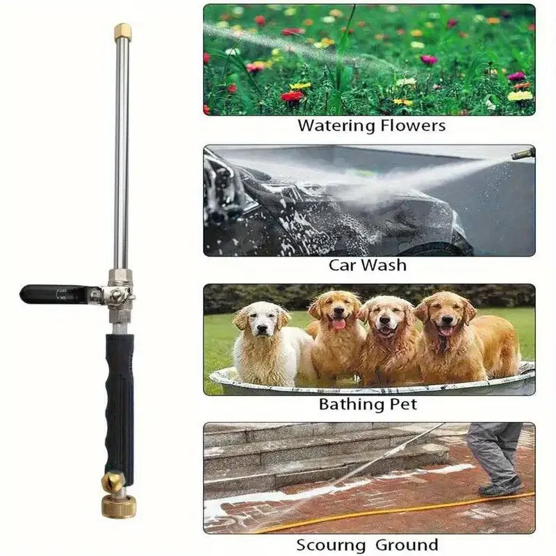 Портативный пистолет для мойки высокого давления: быстроразъемное соединение для автомобиля/сада/двора, совместимый с шлангом, прочный и черный