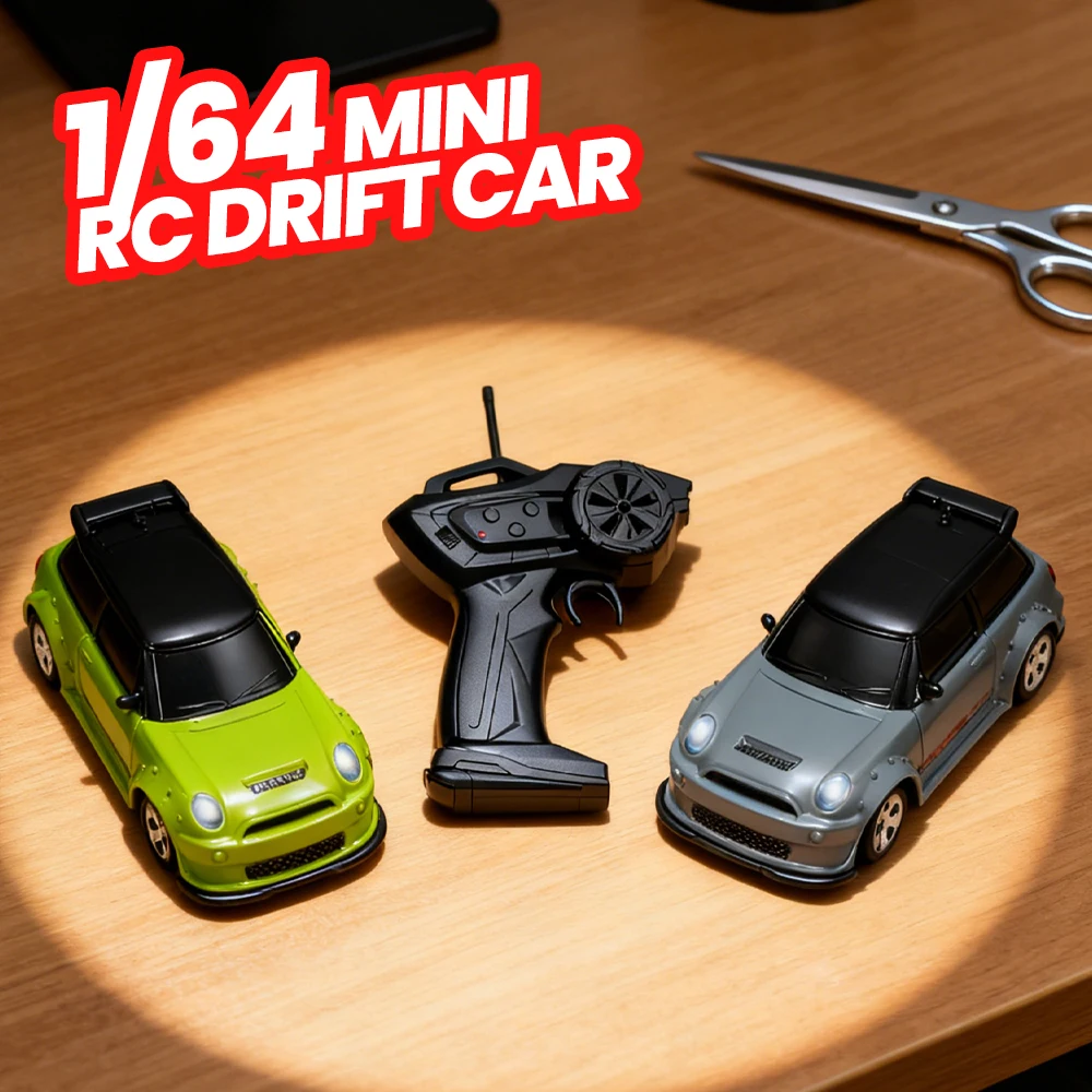 Voiture télécommandée 1/64 échelle 2 4G alliage 4WD dérive course Mini voiture RC jouet Rechargeable pour garçons enfants adultes jeu de bureau cadeau