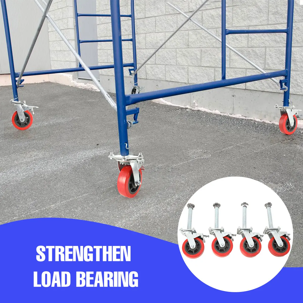 4-teiliges Bremsrollen-Set, belastbar bis 500 kg, 150 mm, verstellbare Lenkrollen mit 360°-Verriegelung °   Schwenkbare Geräuscharme Bremsrollen