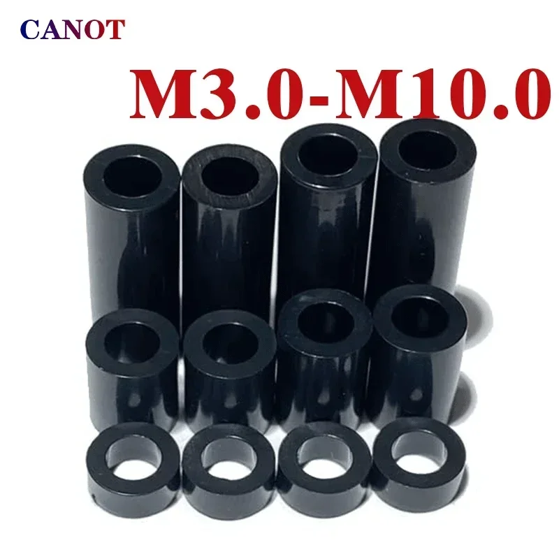 10/ 20/ 50pcs M3 M4 M5 M6 M8 M10 Black ABS Non-Threaded Hollowed Nylon Spacer Round Hollow Standoff Washer PCB Board Screw