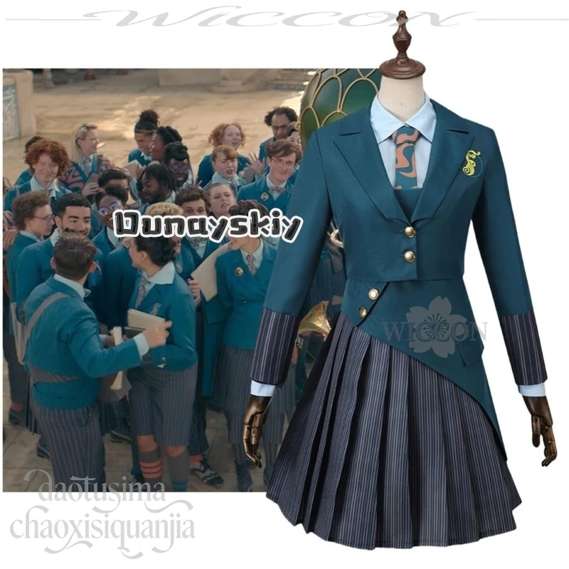 Anime Movie Wicked Cosplay Shiz University School Uniform Fashion Kawaii Cute Magic JK Dress Dark Coat Tie Shirt Halloween Party - view 2