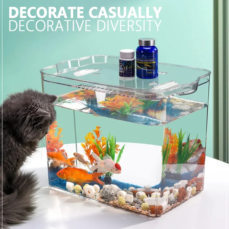 

Aquarium Acrylic Betta Ecological Fish Tank Transparent Ornamental Fish Tanks Living Room Desktop Landscaping Home Decoration