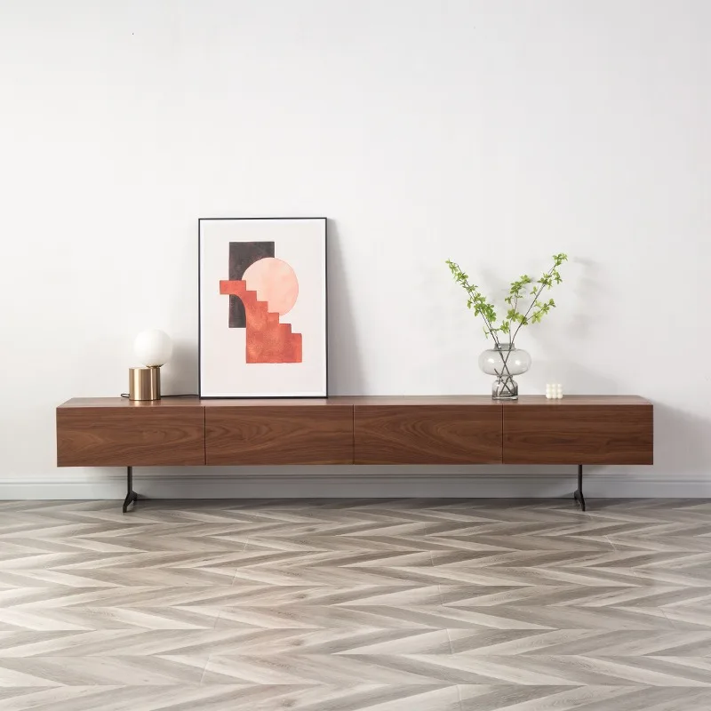 Black walnut all solid wood TV cabinet Nordic Internet celebrity furniture small apartment coffee table combination