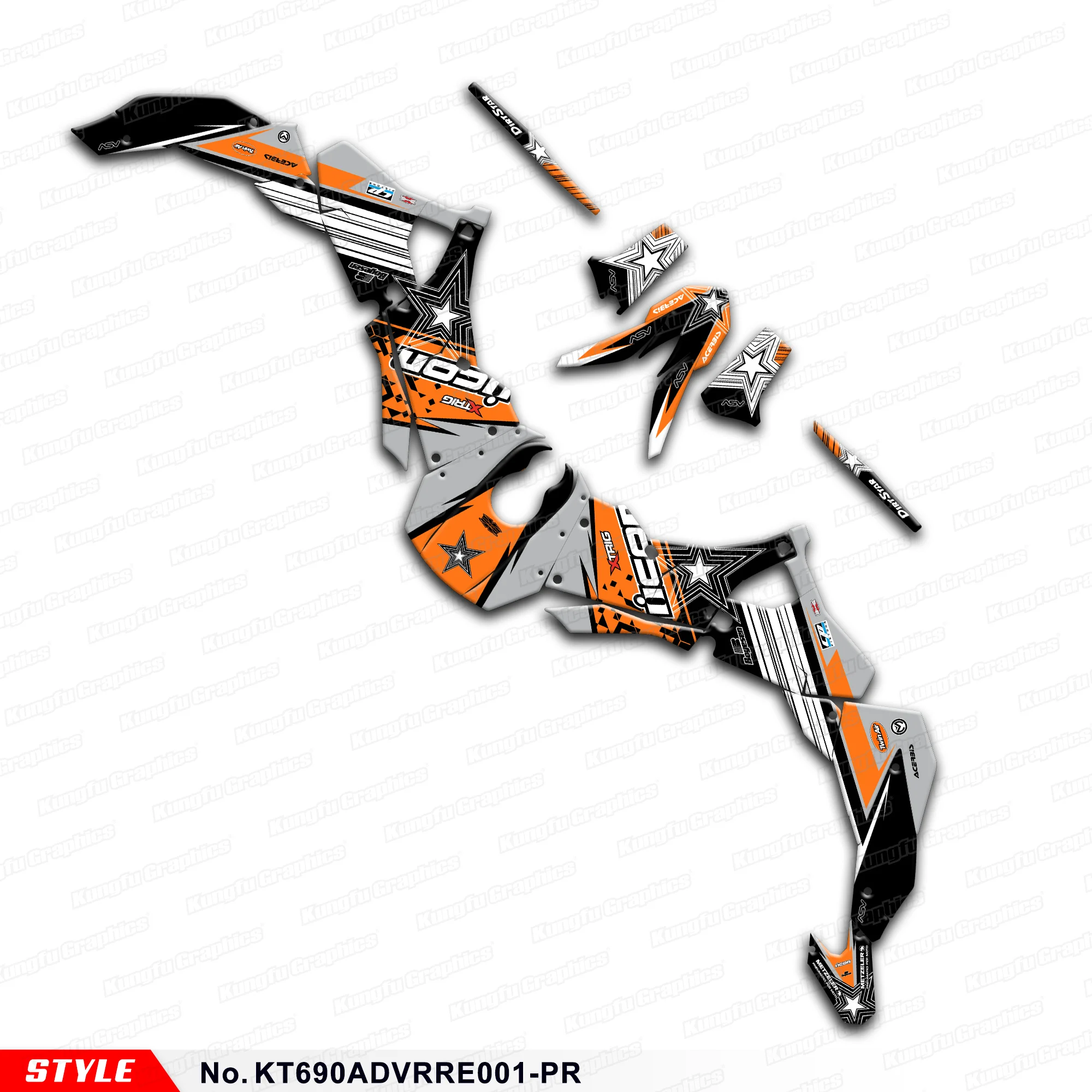 

Aftermarket Vinyl Stickers Custom Graphics for KTM RALLY RAID EVO2 690 ADV, KT690ADVRRE001-PR