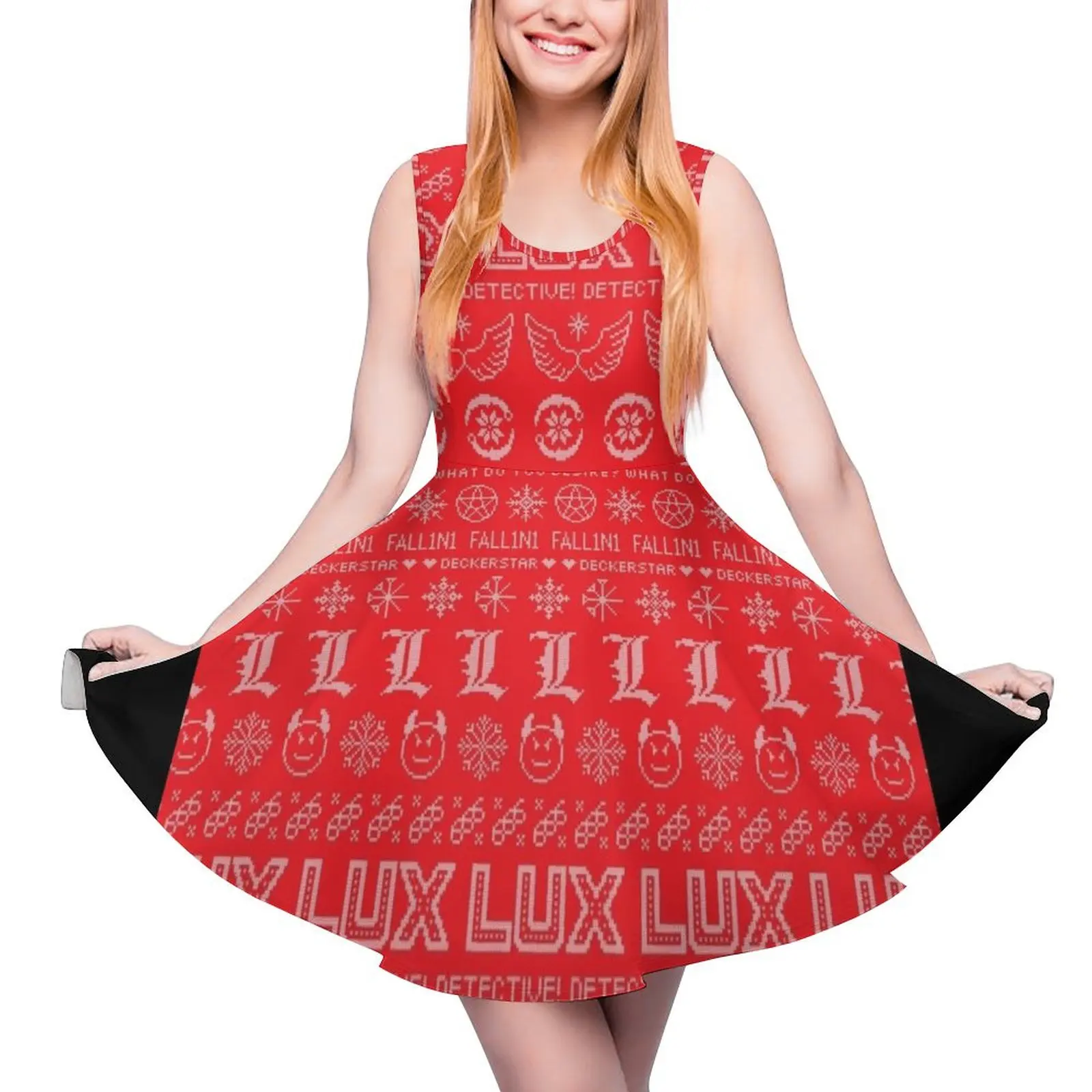 

Lucifer Christmas Sweater Sleeveless Dress Summer women"s clothing Female clothing