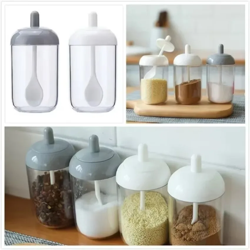 Frascos de especias de vidrio, pegatinas, sal, azúcar en polvo, aceite de oliva, pimienta, botella de almacenamiento de condimentos, cuchara, herramientas de Base, juego de accesorios de cocina