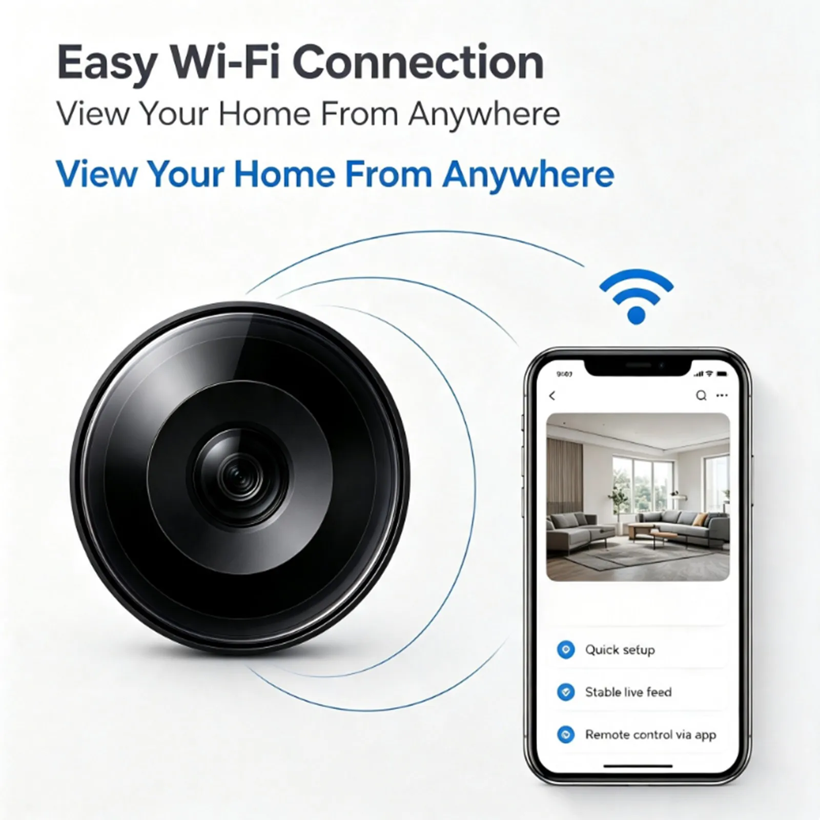 BU22 Ceiling Fixed Wireless Security Cam Motion Trigger Video Recording Infrared Night Vision Mobile Alert Notification Angle Adjustable Household Safety Device