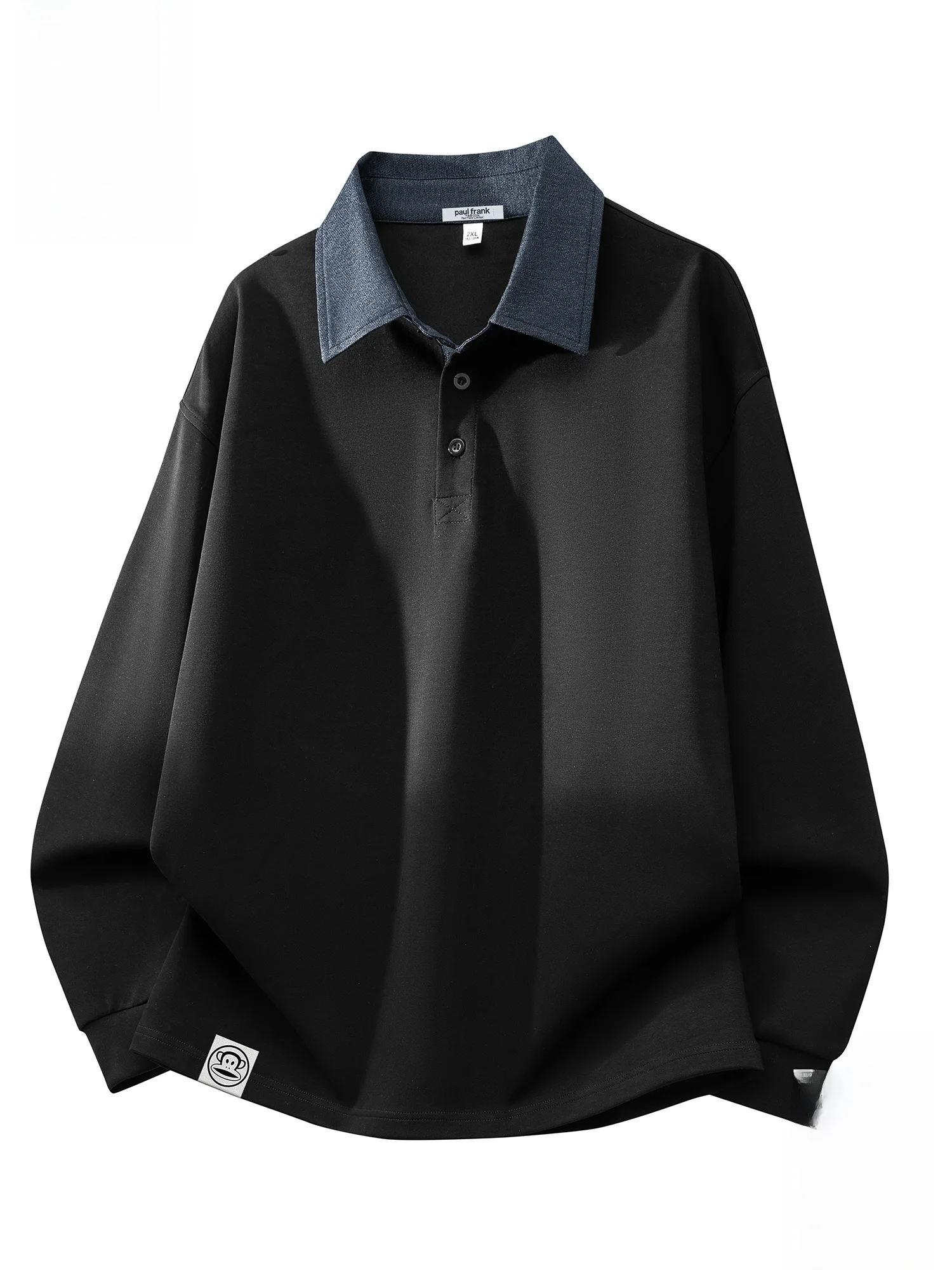 

Мужская рубашка свободного кроя PaulFrank с длинными рукавами, повседневная, с дизайнерскими вставками, отложным воротником, для весеннего сезона