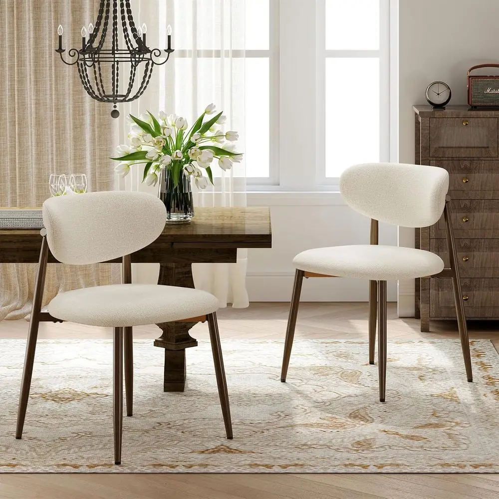 

Dining Chairs Set o 2, Curved Back Kitchen Room Chairs with Metal Legs and Anti Slip Pads, Upholstered Dining Chair or Home and