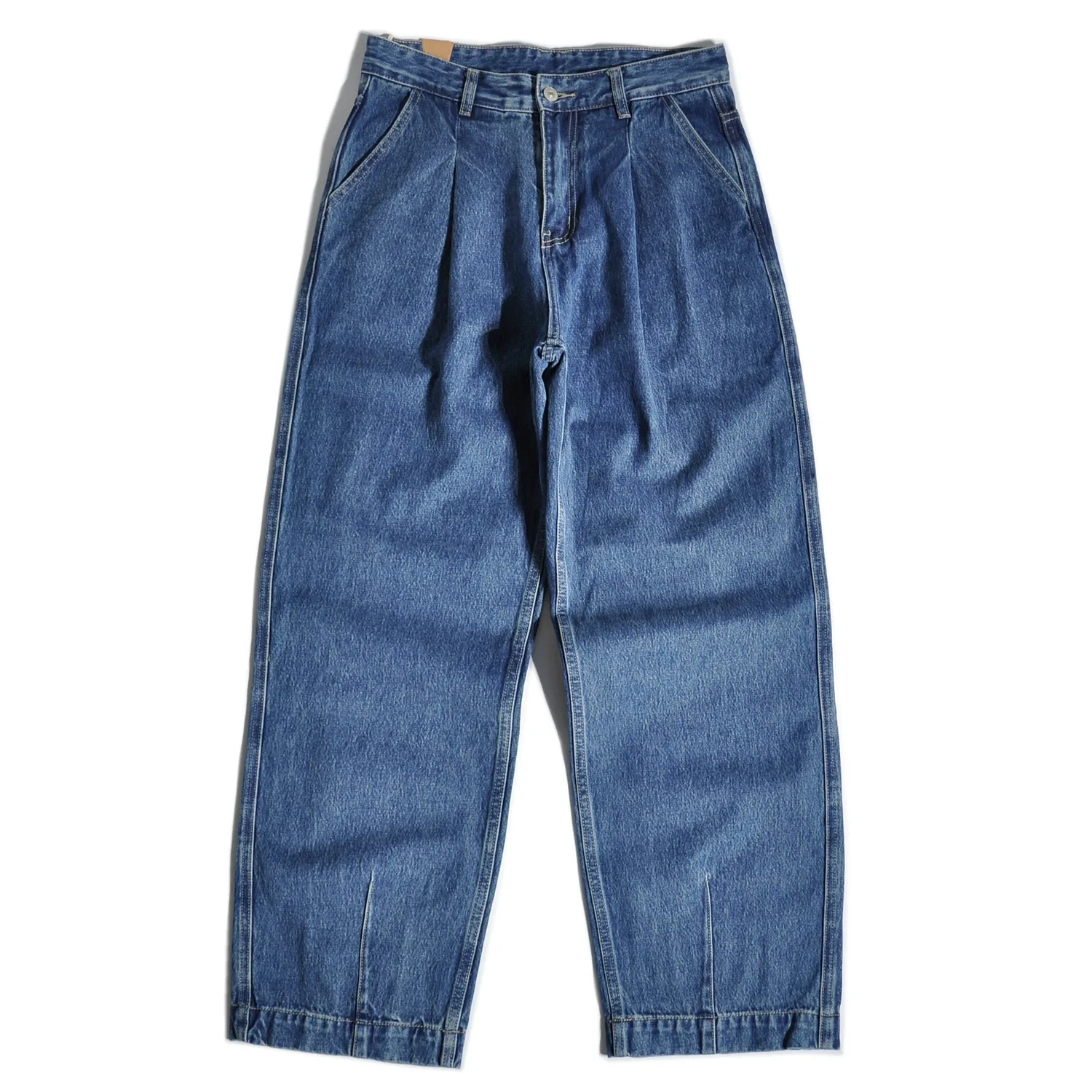 American Retro Amikaji Loose Straight Leg Japanese Double Pleated Tapered Wide Leg Jeans Casual Pants