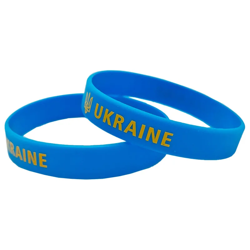 1PC Ukraine Country National Emblem Wristband Blue Football Sport Elastic Silicone Bracelets&Bangles Gifts 2022 SH227