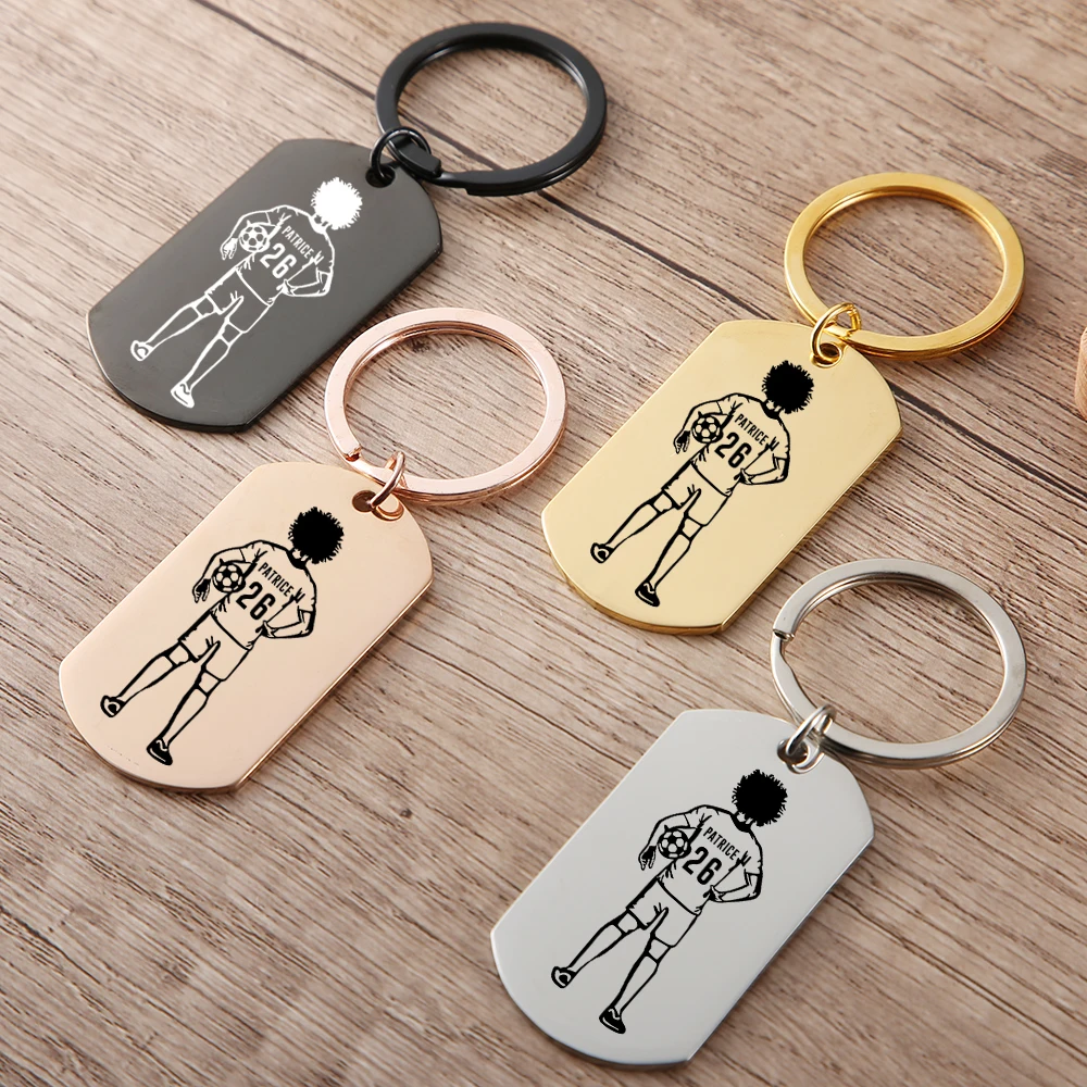 Personalized Sports Keychain Soccer Player Custom Name Number Coach Cheerleader Team Graduation Keyring Groomsmen Gift Wedding