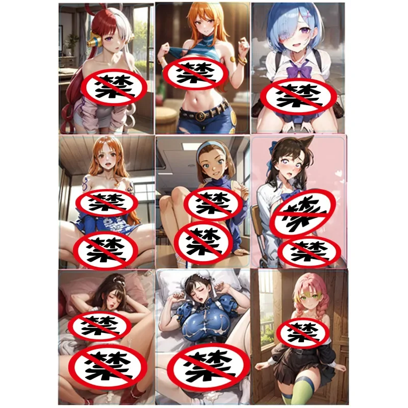 

9pcs/set Anime set One Piece Demon Slayer ACG Nami Uta Rem Sexy Nude Card Toy Hobby Collectible Classic Game Collectible Card