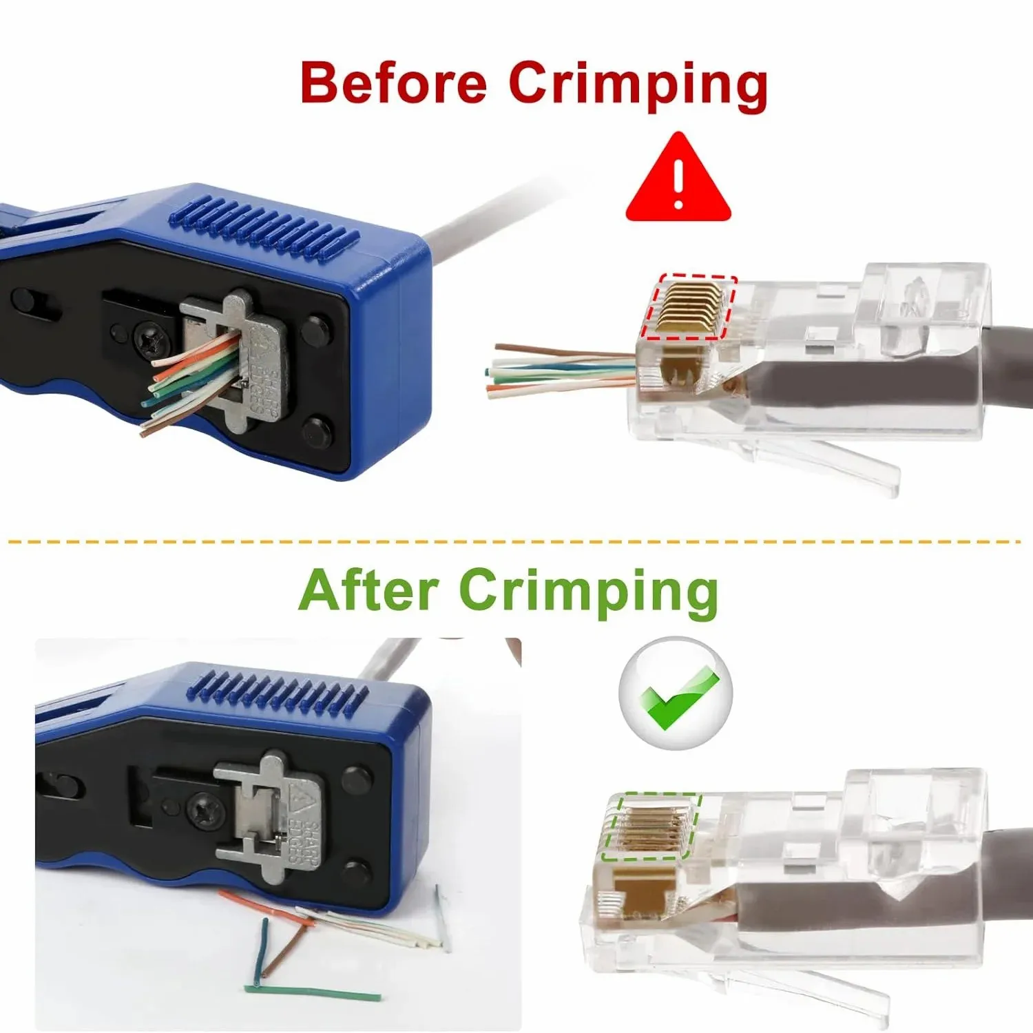 ZoeRax RJ45 Crimp Tool Kit Pass Through Ethernet Crimper and Tester for Cat5e Cat6 Cat6a 8P8C Modular Connectors