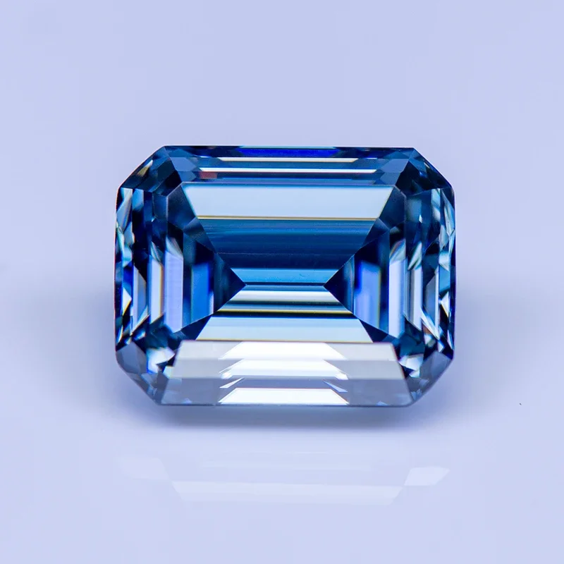 

Moissanite Stone Primary Colours Royal Blue Emerald Cut Lab Grown Diamond Charms Woman Advanced Jewelry Making GRA Certificate