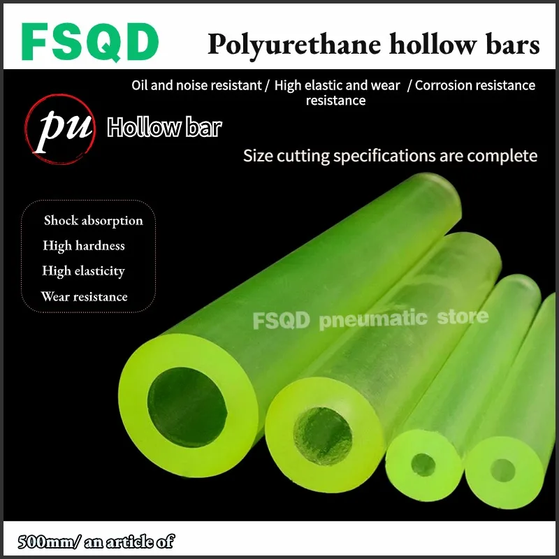 Length 500mm Internal Diameter 10 12 15 20 25 35 45 50 mm Polyurethane PU Rod Hollow Tube Elastic Rubber Beef Tendon Stick Green
