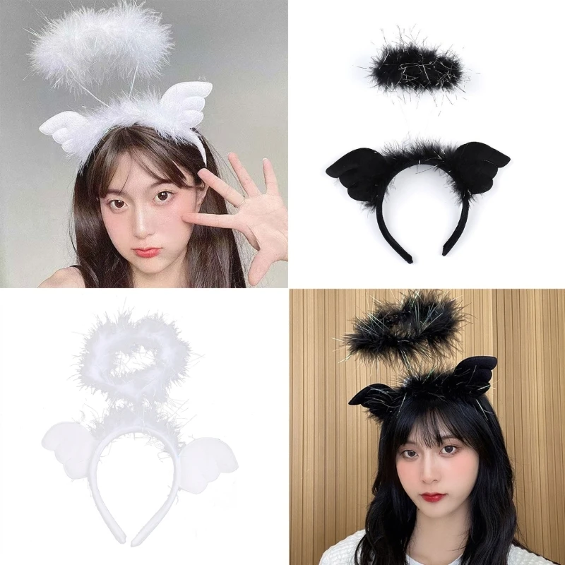 LED ผม Hoop Angel แถบคาดศีรษะกระพริบแถบคาดศีรษะ LED Feather Headpiece