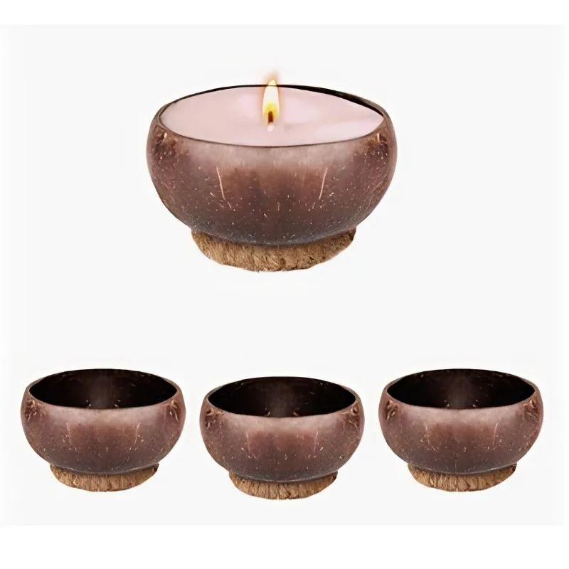 Handmade Natural Coconut Bowl 12-15cm, Kitchen Dinnerware with Wood Spoon, Ideal for Salad Ramen Fruit & Dessert