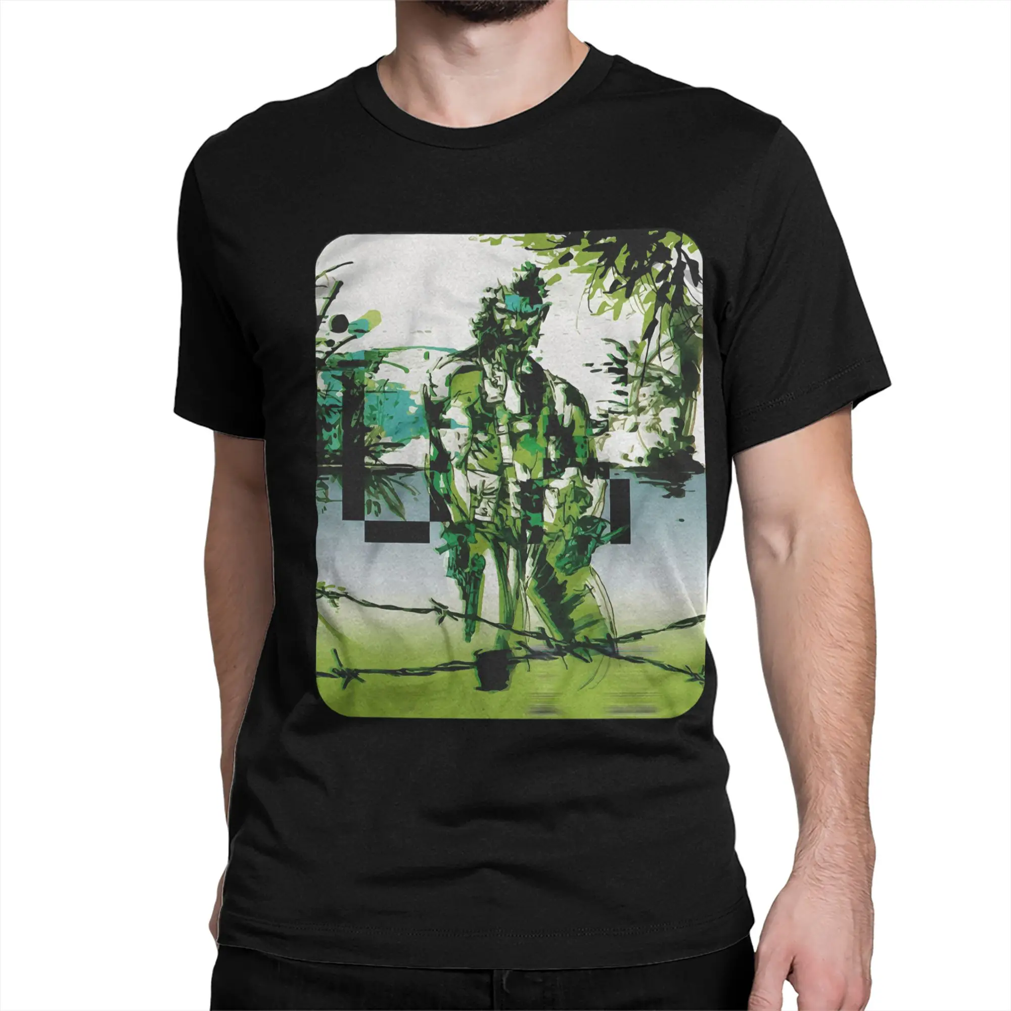 عارية الأفعى الكبير بوس في الغابة MGS3 ثعبان الآكل تي شيرت للرجال النساء ميتال جير الصلبة 3 100% القطن تي شيرت Crewneck تي شيرت #2