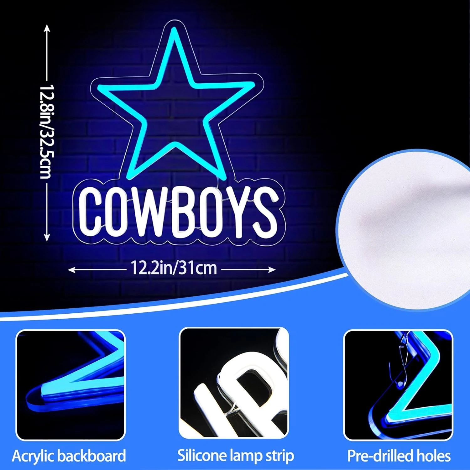 카우보이 스타 USB 네온 조명, 남자아이 방 꾸미기용 - Home Decor Dallas 리뷰 및 가격