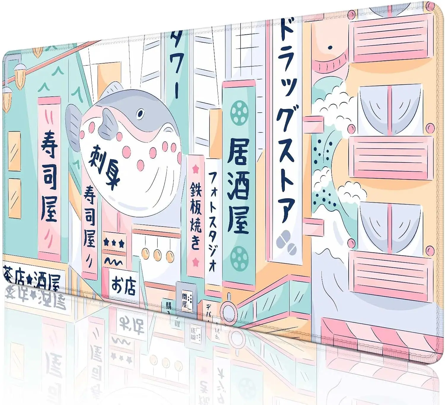 Süßes rosa Tokyo Street Mauspad – Kawaii japanische Anime-Schreibtischunterlage für komplettes Desktop-Gaming und Dekoration