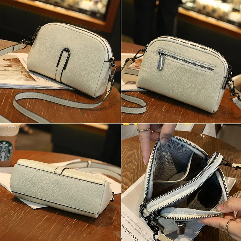 2022 New Lady Luxury Genuine Leather Mobile Phone Shoulder Bag Women\'s Messenger Pack Fashion Small Retro Crossbody for Girls