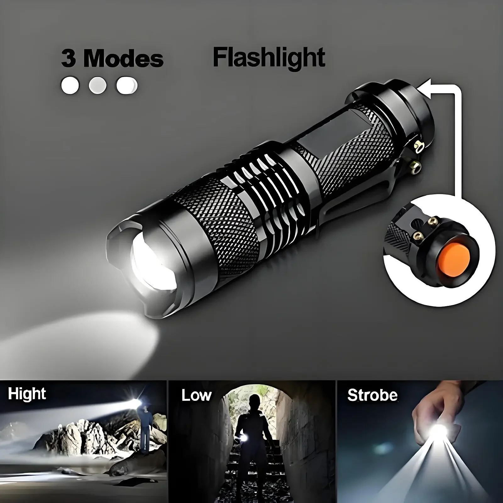 AODTOSIP New 3PC Small Led Flashlight Aluminum Alloy Tactical Torch Light with Clip Use AA Battery Not Included