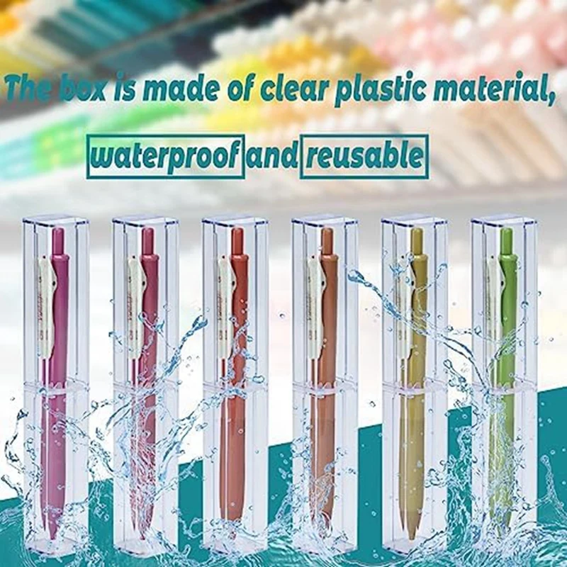 25Pcs Clear Acrylic Pencil Case Reusable Pen Gift Box Set Empty Plastic Pen Storage Container