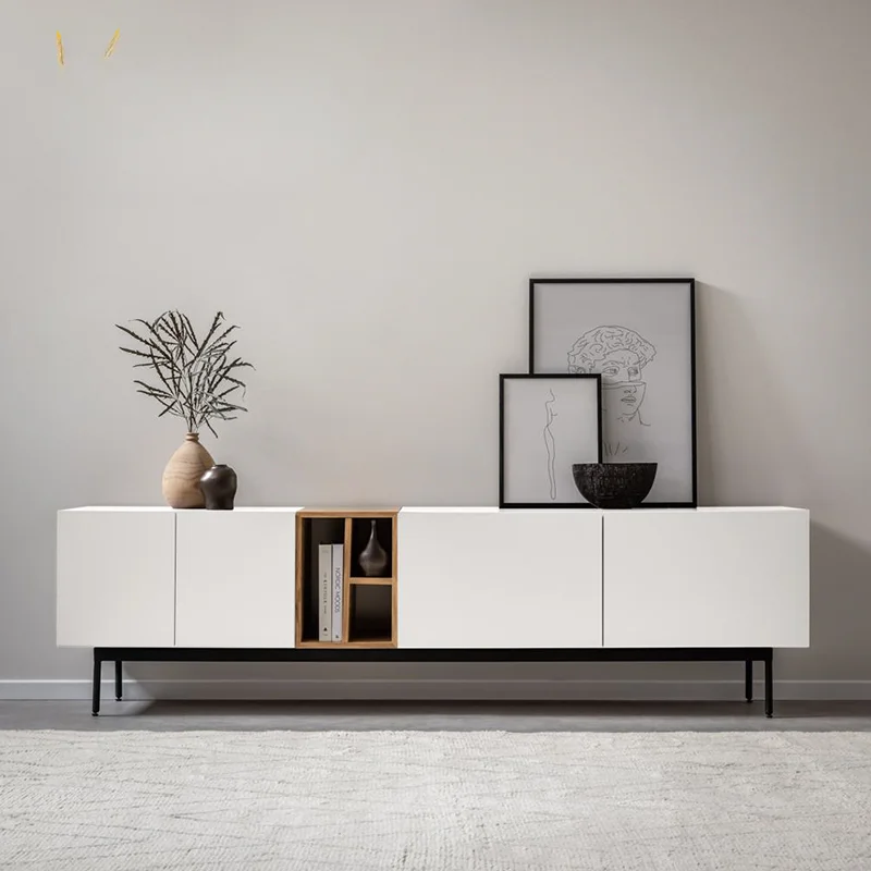 Simple modern TV cabinet grid audiovisual cabinet, modern living room floor cabinet, storage cabinet sideboard