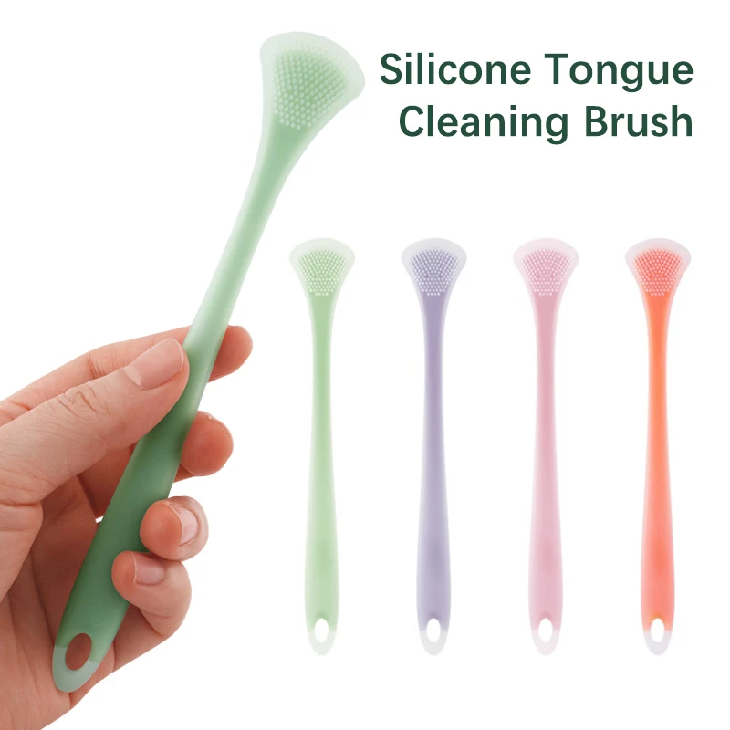(BF06)Tongue Cleaning Brush Soft Silicone Tongue Cleaning Tool Double Side Cleaning Massage Tongue Scraper Oral Health Care Tool