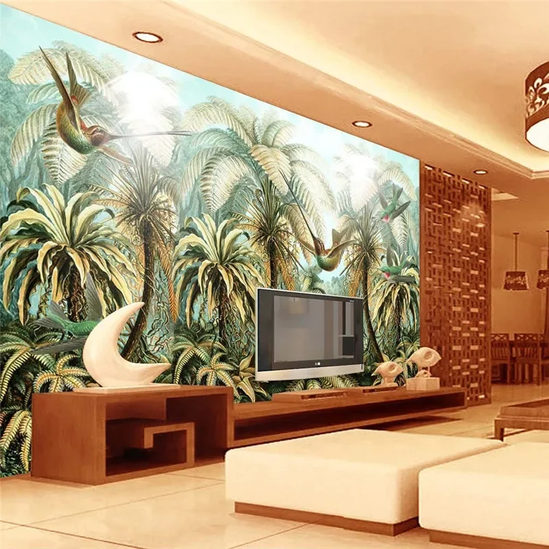 Personalized Customization Southeast Asian Natural Forest 3D Wall Mural Wallpaper Restaurant Clubs KTV Bar Modern 3D Wallpaper