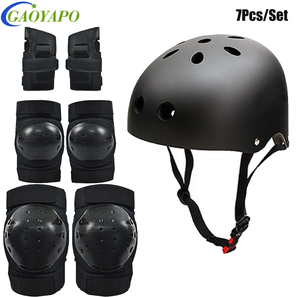 

7Pcs/Set Kids Bike Helmet Adjustable Toddler Helmet with Knee & Elbow Wrist Pads for Youth,Multi-Sport Skating Blance Skateboard