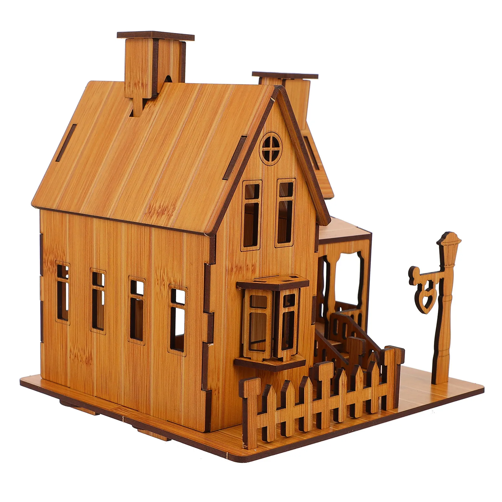 1Pcs House Puzzle Creative Villa DIY Educational 3D Wooden Assembly Improve Kids Creativity and Exercise Ability