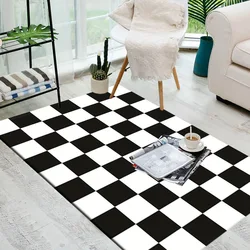 Modern Living Room Carpet Decoration Home Black and White Checkered Carpets for Bed Room Large Dirt Resistant Entrance Door Mat