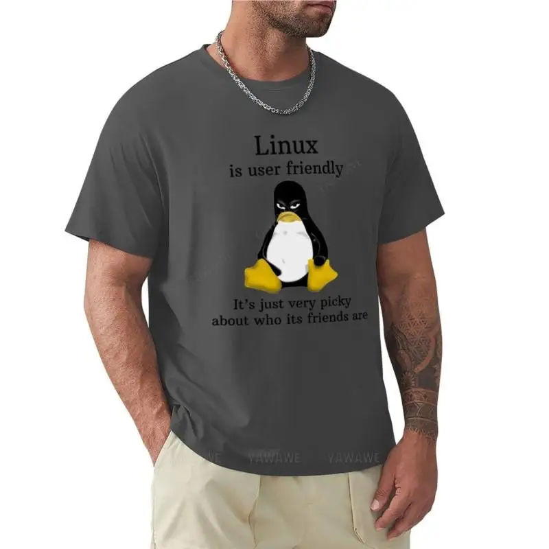 Linux is user friendly Its just very picky about who its friends are tshirt T-Shirt black t shirt mens clothing