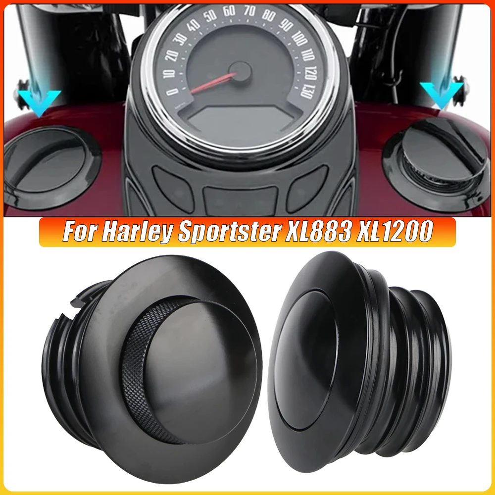 

For Harley Sportster XL883 XL1200 CNC Aluminum Motorcycle Oil Tank Gas Cap Pop-Up Dyna FXD Softial Fat Boy CVO Chrome Black